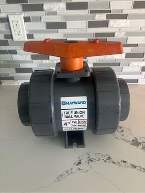 Hayward 4" True Union Ball Valve - Gray with Orange Handle new open box
